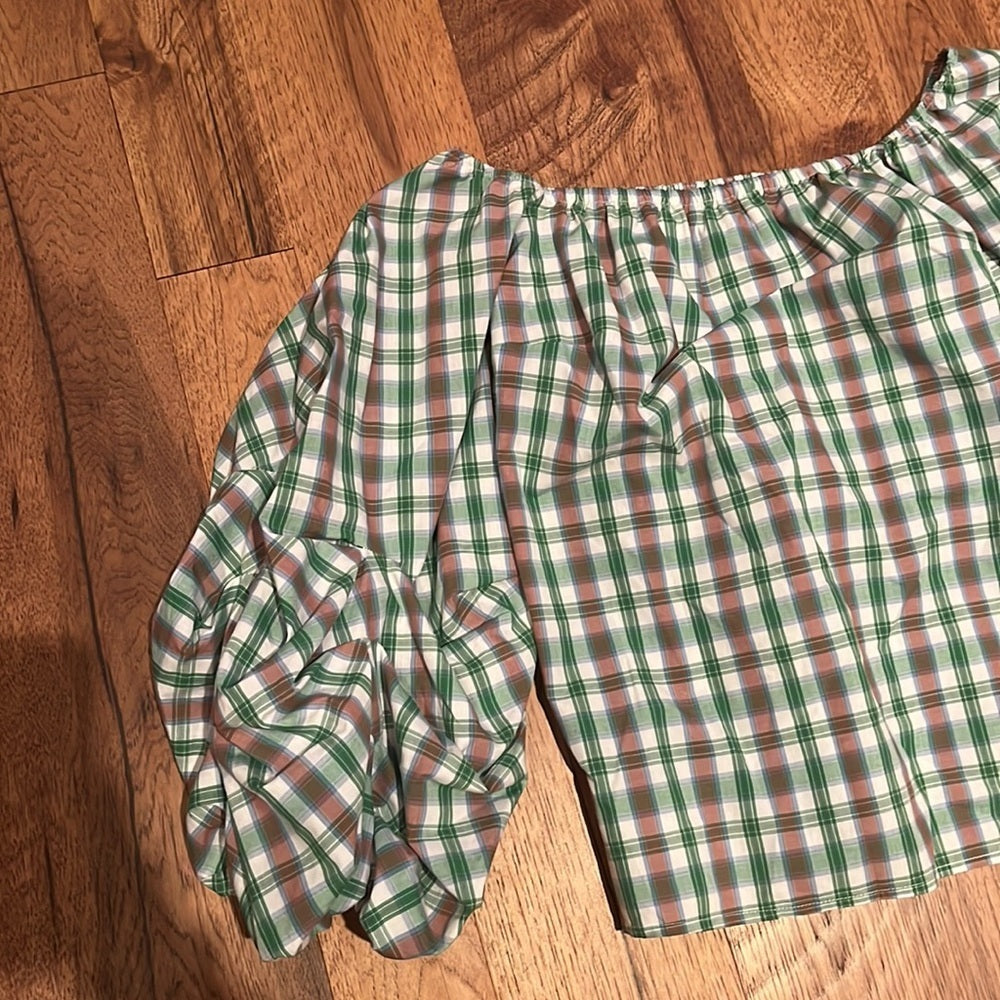 Kirna Zabete Woman’s Plaid Ruffle Top Size S