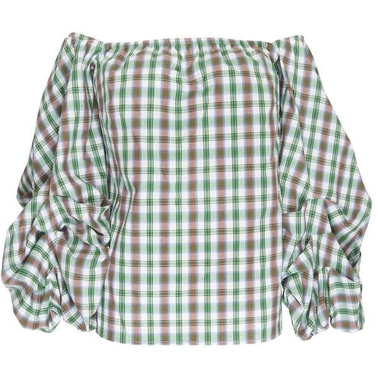 Kirna Zabete Woman’s Plaid Ruffle Top Size S