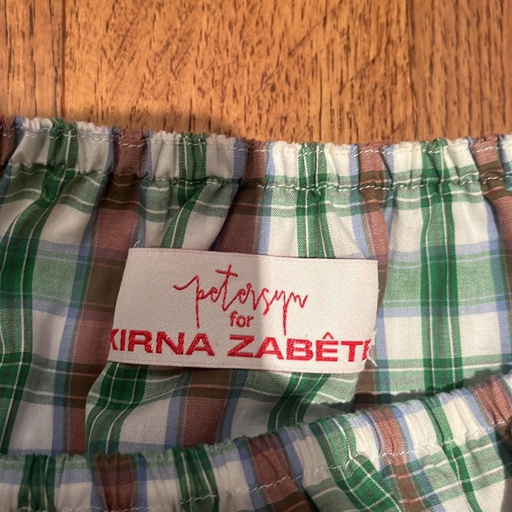 Kirna Zabete Woman’s Plaid Ruffle Top Size S
