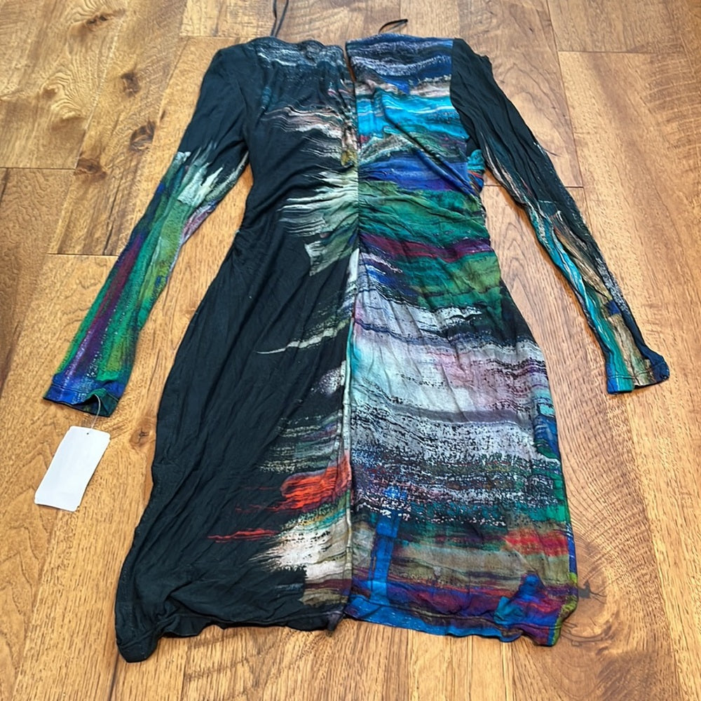 NWT Kay Unger Woman’s Printed Black Long Sleeve Dress Size 8