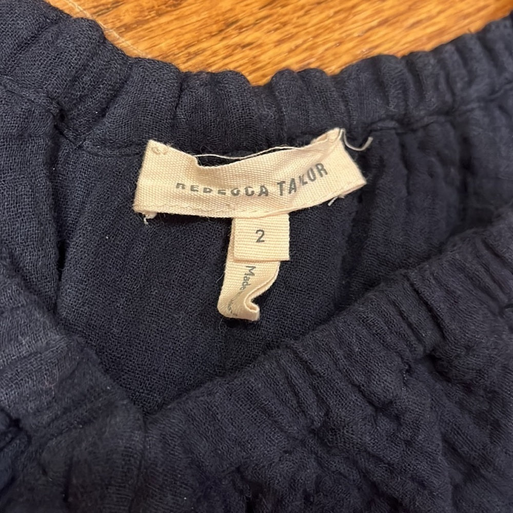 Rebecca Taylor Woman’a Navy Ruffle Top Size 2