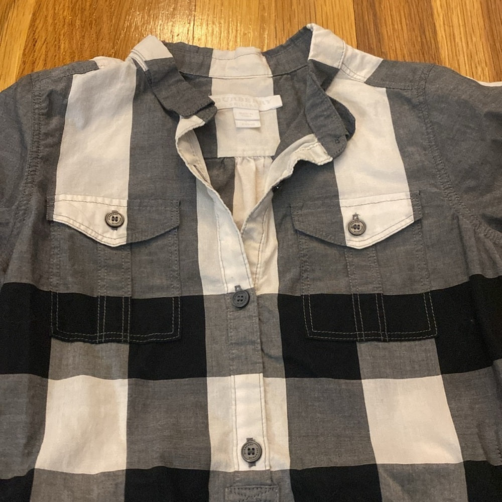 Burberry Girls Black and White Plaid Dress Size 6