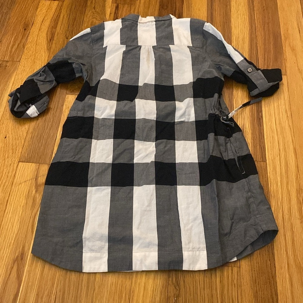 Burberry Girls Black and White Plaid Dress Size 6