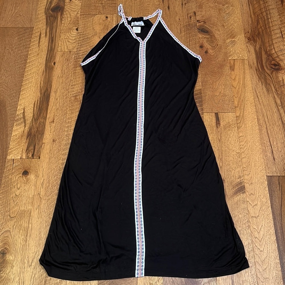 Pitusa Woman’s Black Maxi Dress With Rainbow Accents One Size