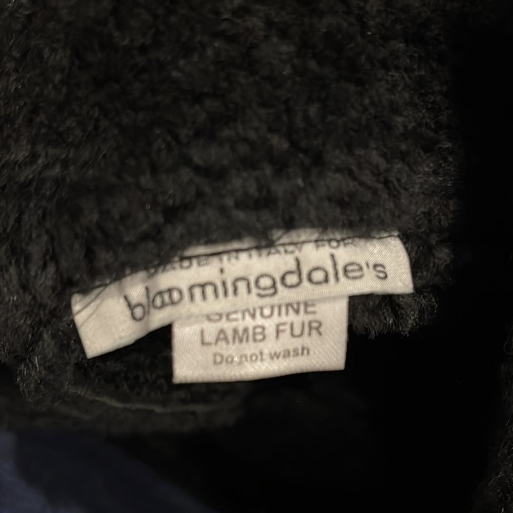 Bloomingdales Lamb Fur Bucket Hat Size Small