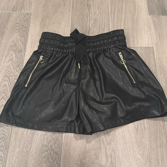 NWT Generation Love Women’s Black Leather Shorts With Gold Zippers Size S
