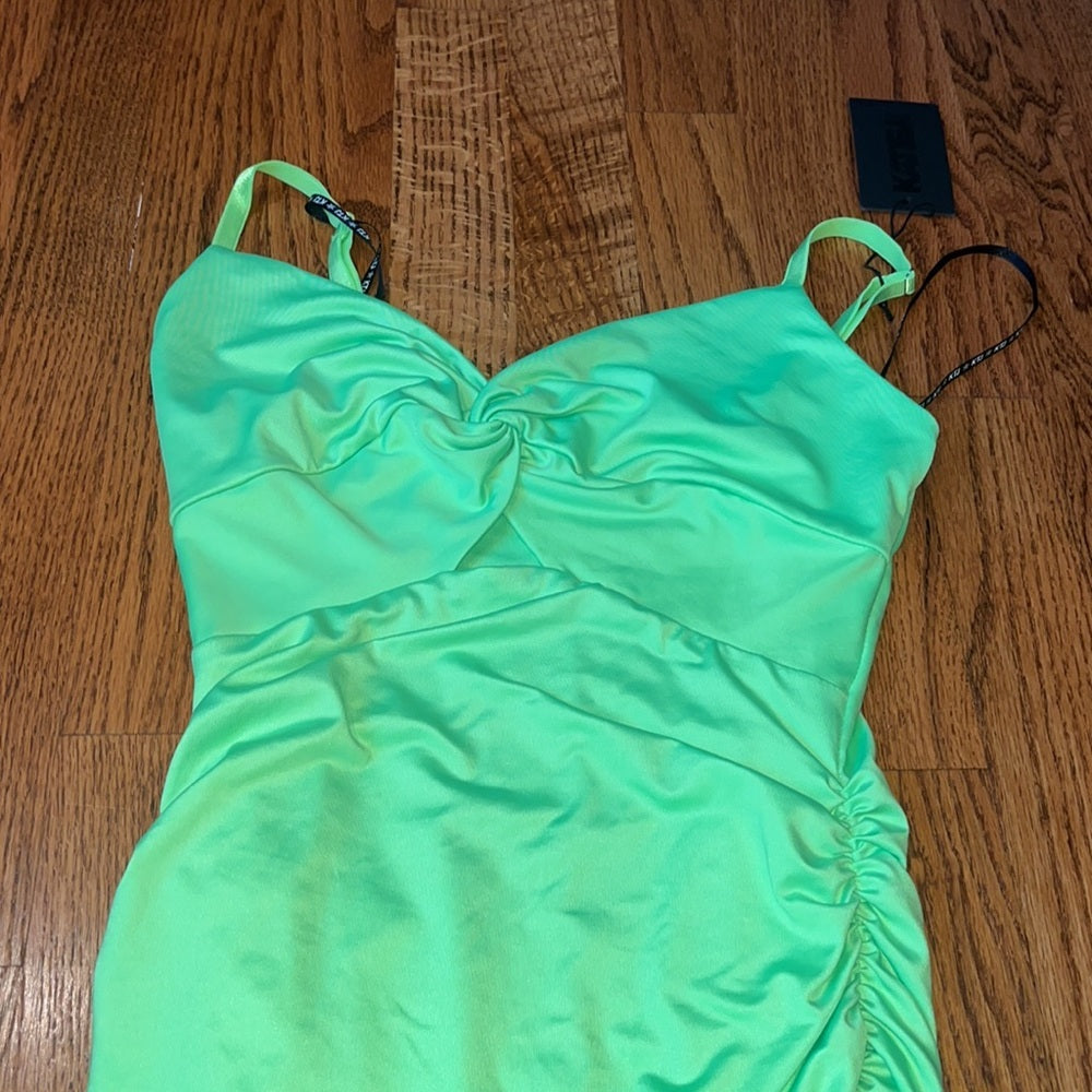 NWT Katie J NYC Junior’s Neon Green Tight Dress Size S