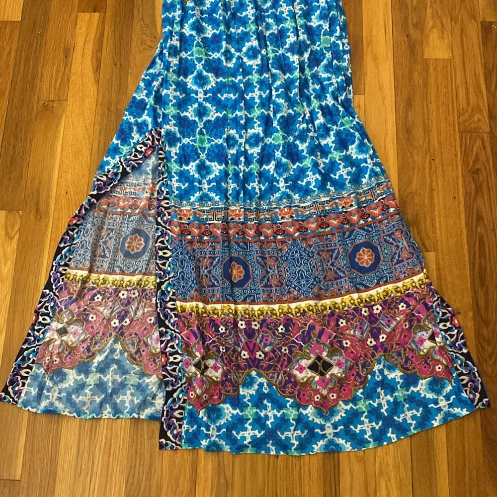 NWT Hale Bob Women’s Multicolored Maxi Dress With Leg Slits Size M