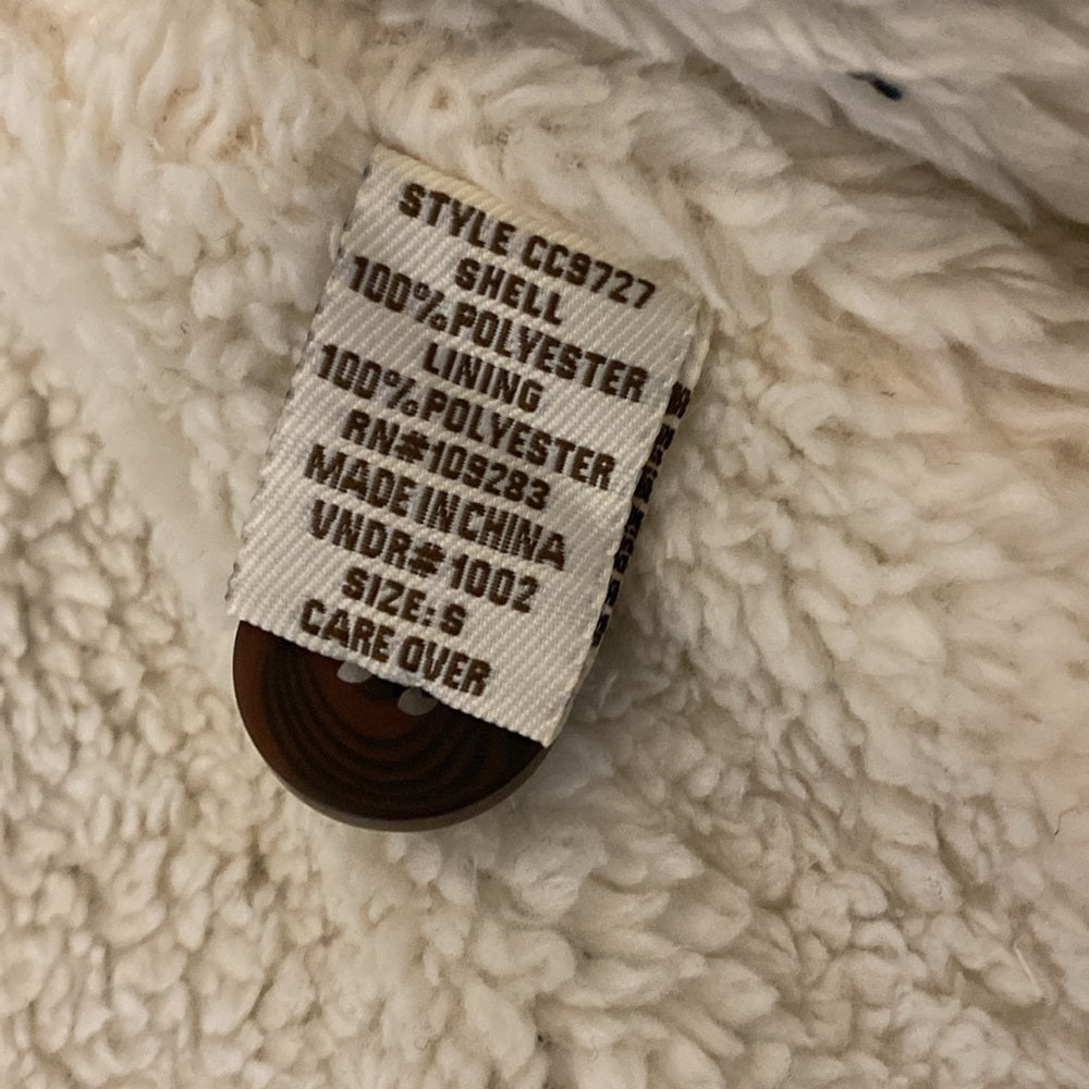 NWT Vintage Havana Blue and White Fur Lined Flannel Jacket Size S