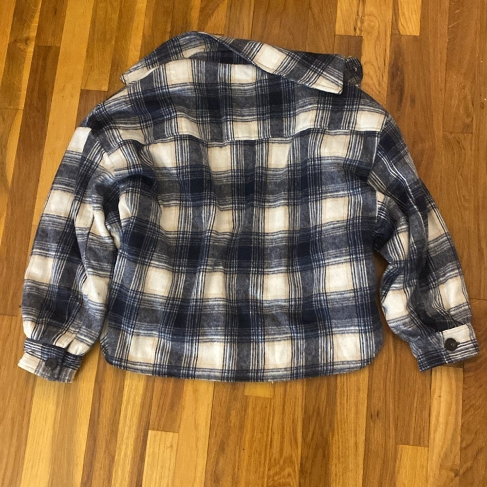 NWT Vintage Havana Blue and White Fur Lined Flannel Jacket Size S