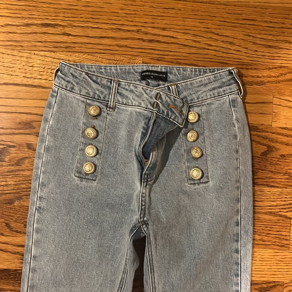 Generation Love Woman’s Blue Jeans Gold Buttons Size 25