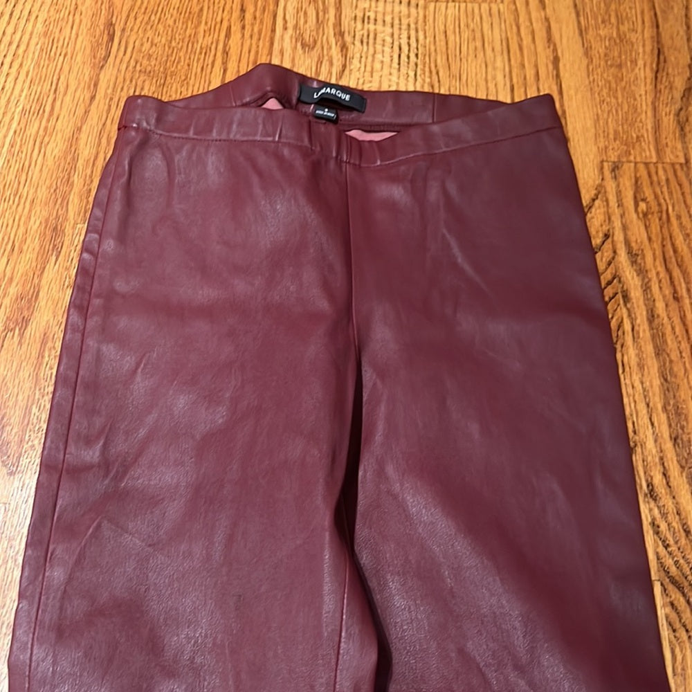 Lamarque Woman’s Maroon Leather Pants Size S