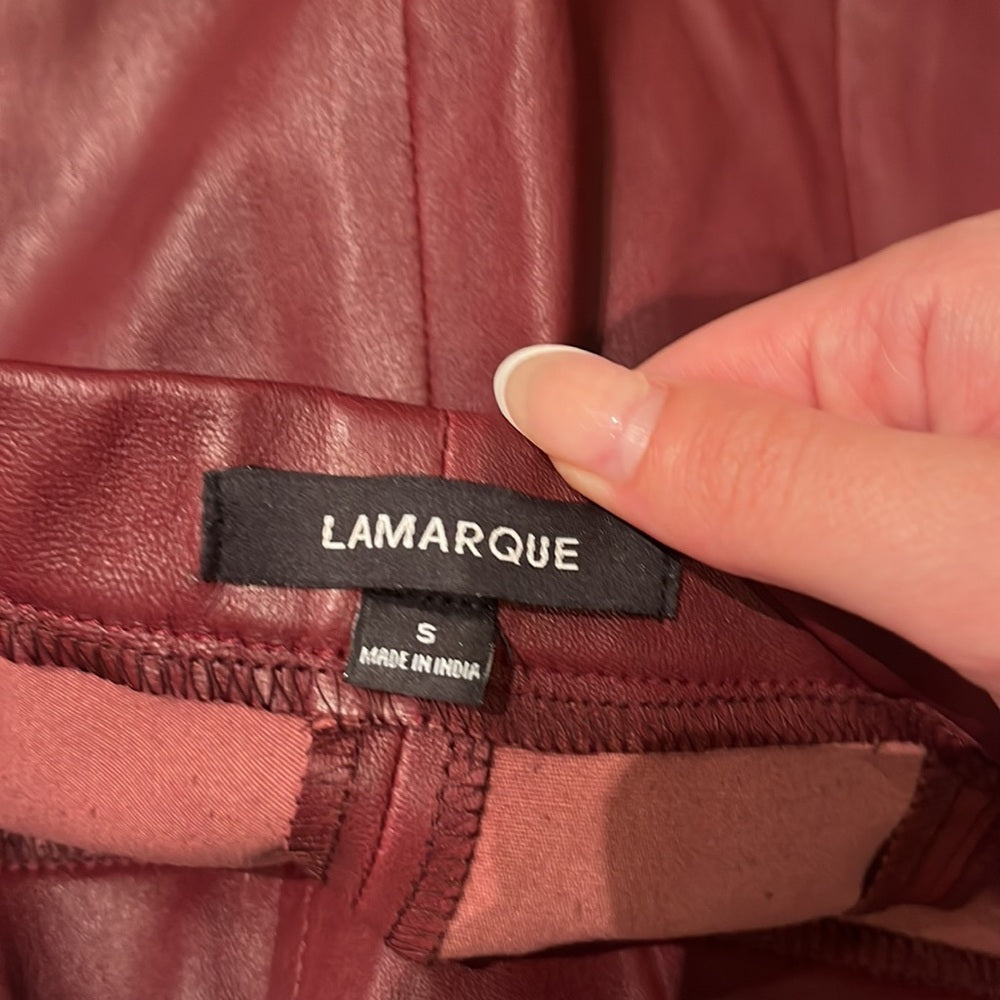 Lamarque Woman’s Maroon Leather Pants Size S