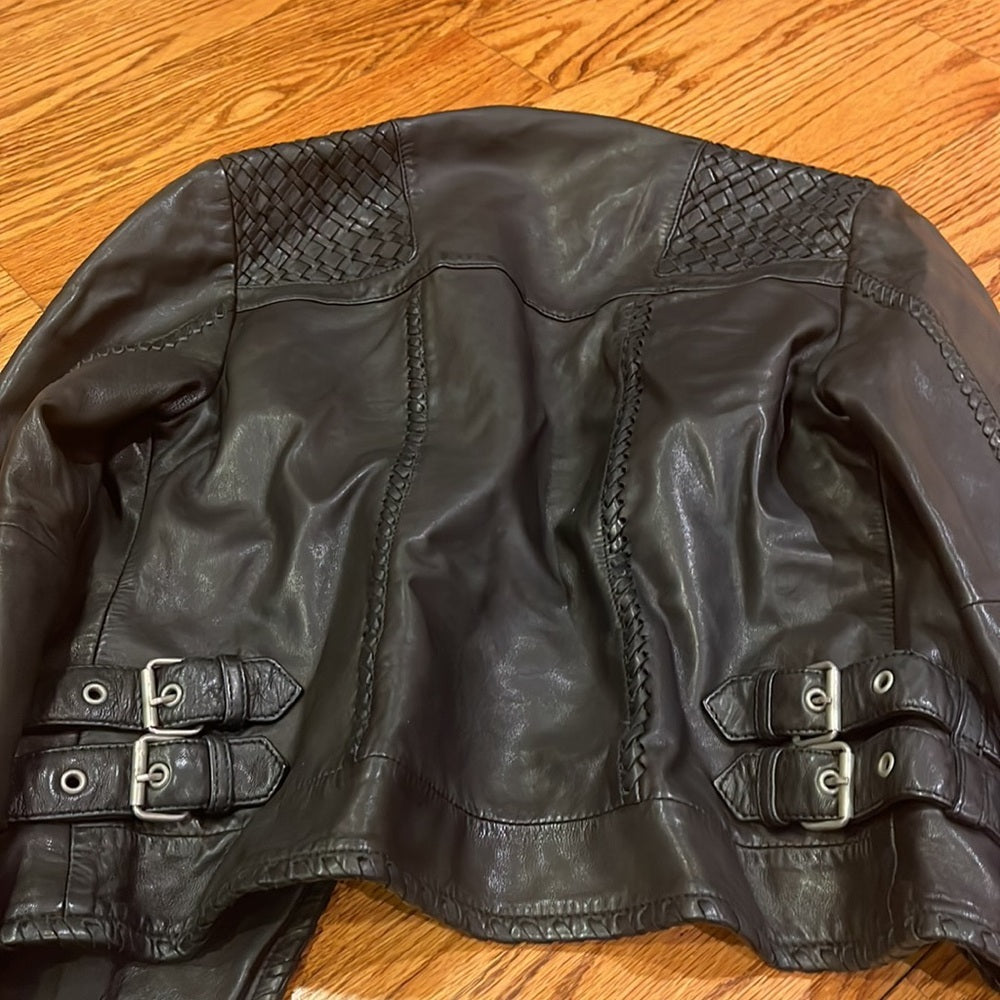 All Saints Woman’s Black Leather Jacket Size US 2