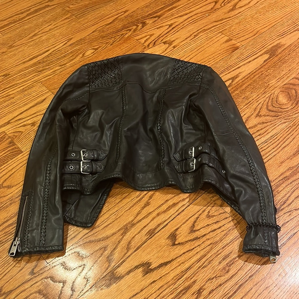 All Saints Woman’s Black Leather Jacket Size US 2