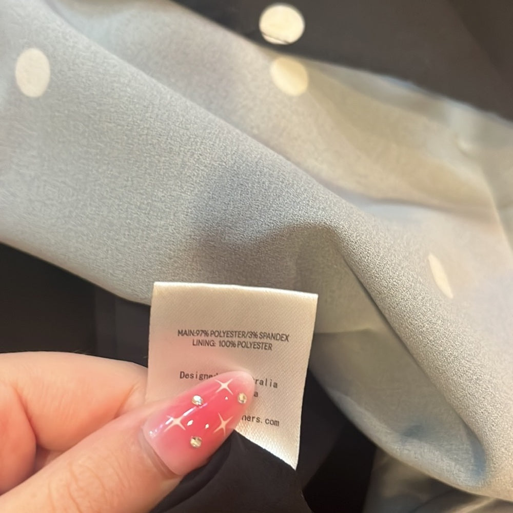 Fame and Partners Woman’s Black Polka Dot Flowy Dress Size US 2