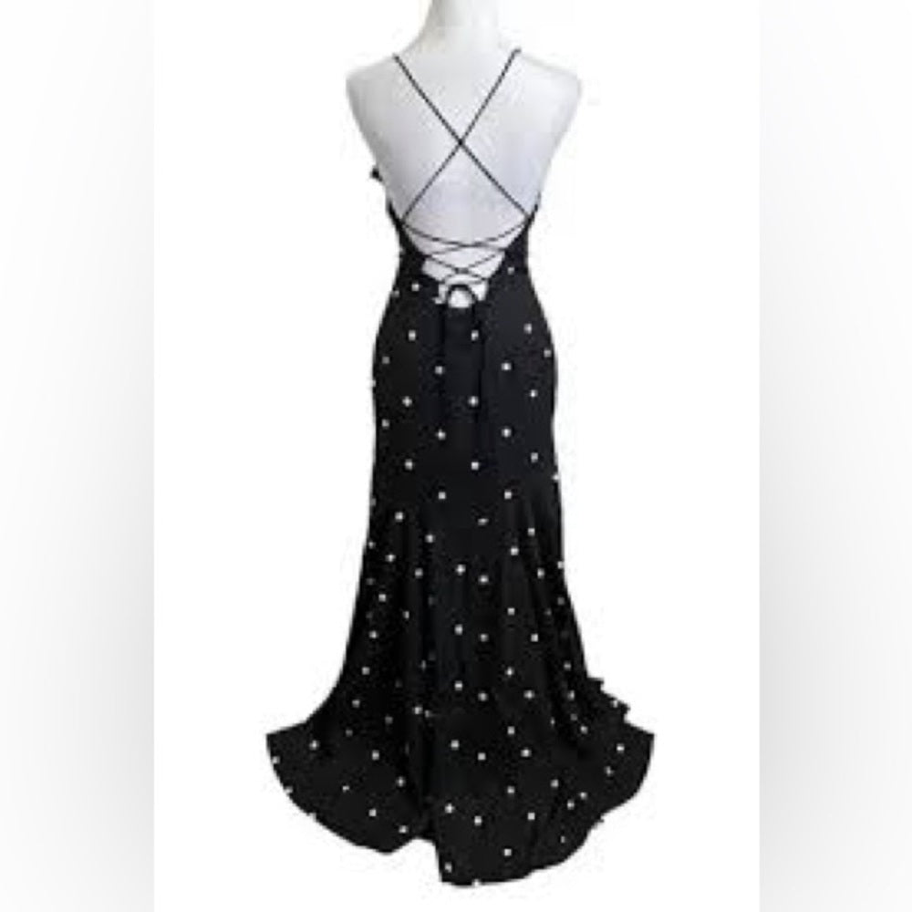 Fame and Partners Woman’s Black Polka Dot Flowy Dress Size US 2