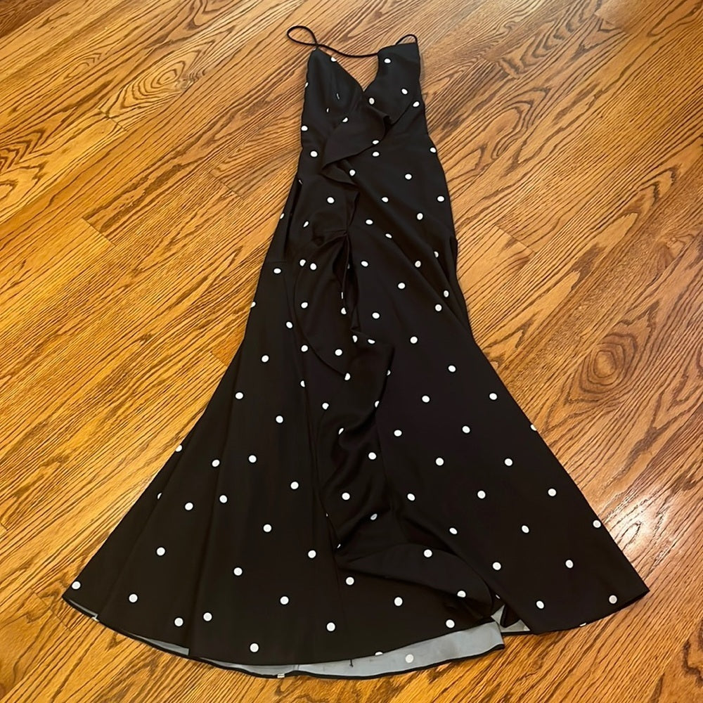 Fame and Partners Woman’s Black Polka Dot Flowy Dress Size US 2