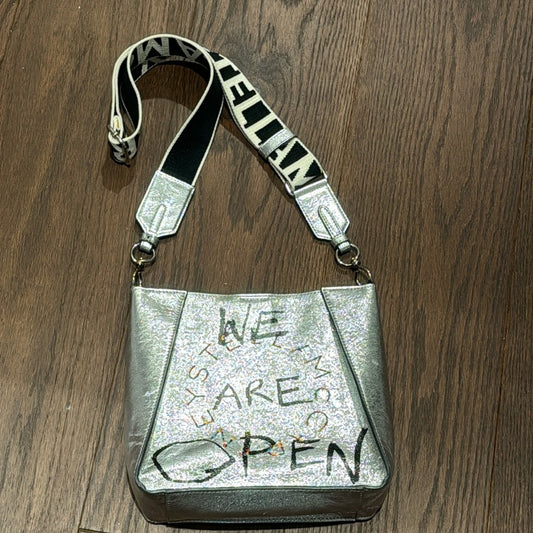 STELLA MCCARTNEY Metallic Eco Alter Nappa Embroidered Logo Crossbody Bag