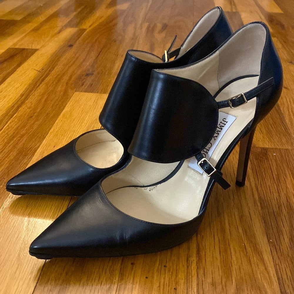Jimmy Choo Women’s Black Heels With Gold Buckles Size 37