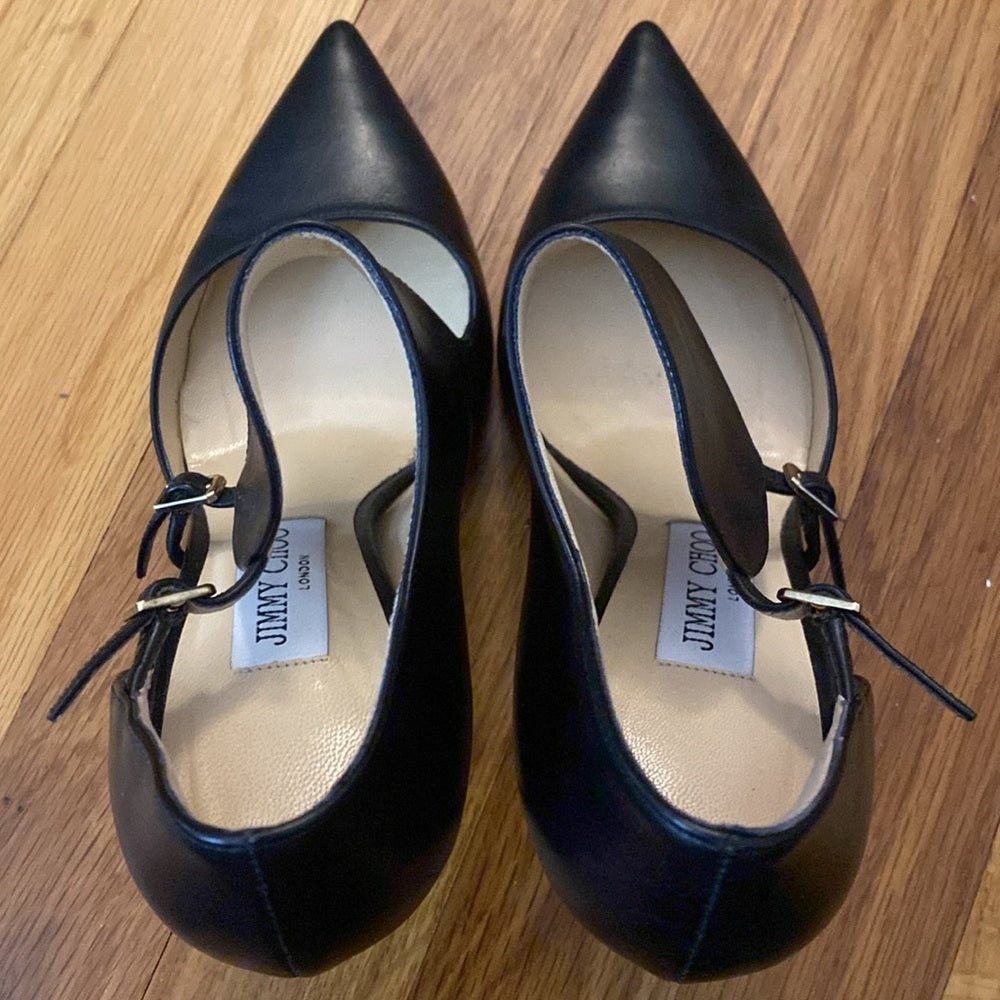 Jimmy Choo Women’s Black Heels With Gold Buckles Size 37