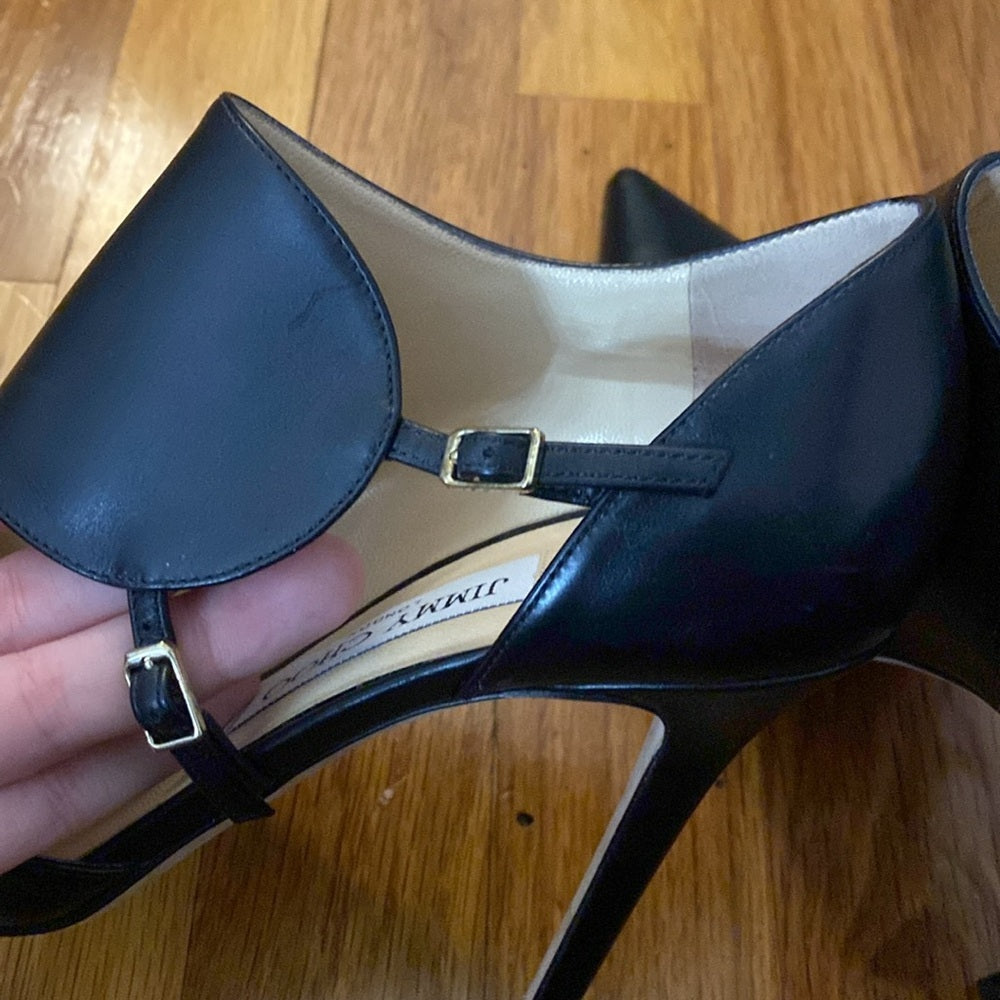 Jimmy Choo Women’s Black Heels With Gold Buckles Size 37