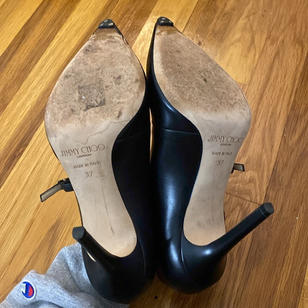 Jimmy Choo Women’s Black Heels With Gold Buckles Size 37