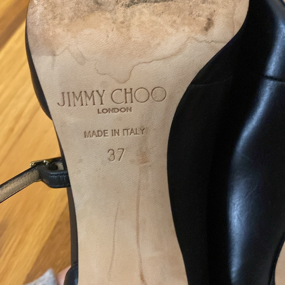 Jimmy Choo Women’s Black Heels With Gold Buckles Size 37