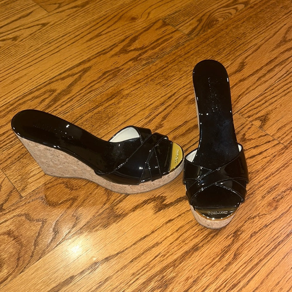 Jimmy Choo Woman’s Black Patent Wedges Size 39.5
