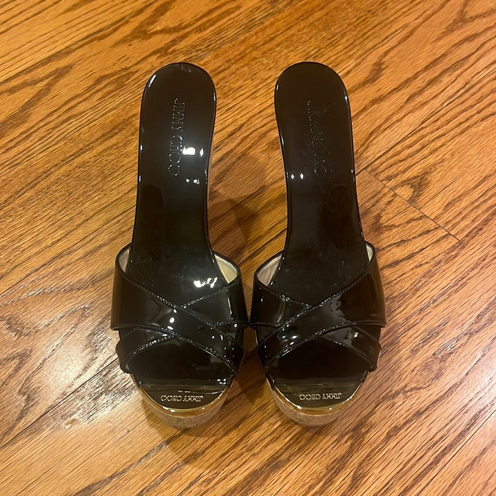 Jimmy Choo Woman’s Black Patent Wedges Size 39.5