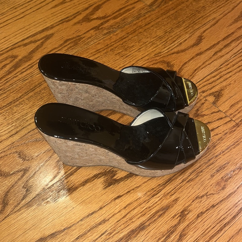 Jimmy Choo Woman’s Black Patent Wedges Size 39.5