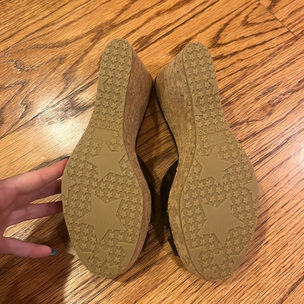 Jimmy Choo Woman’s Black Patent Wedges Size 39.5