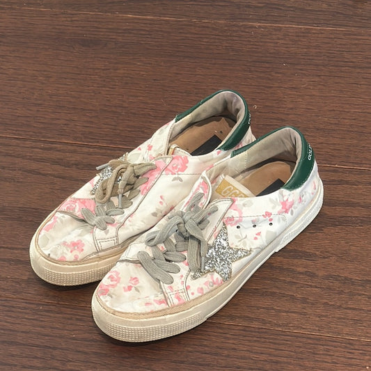 Golden Goose Women’s Floral Sneakers - White and Pink Size 37/7