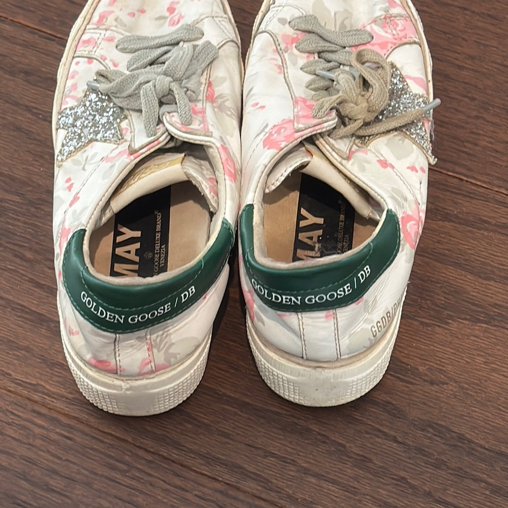 Golden Goose Women’s Floral Sneakers - White and Pink Size 37/7