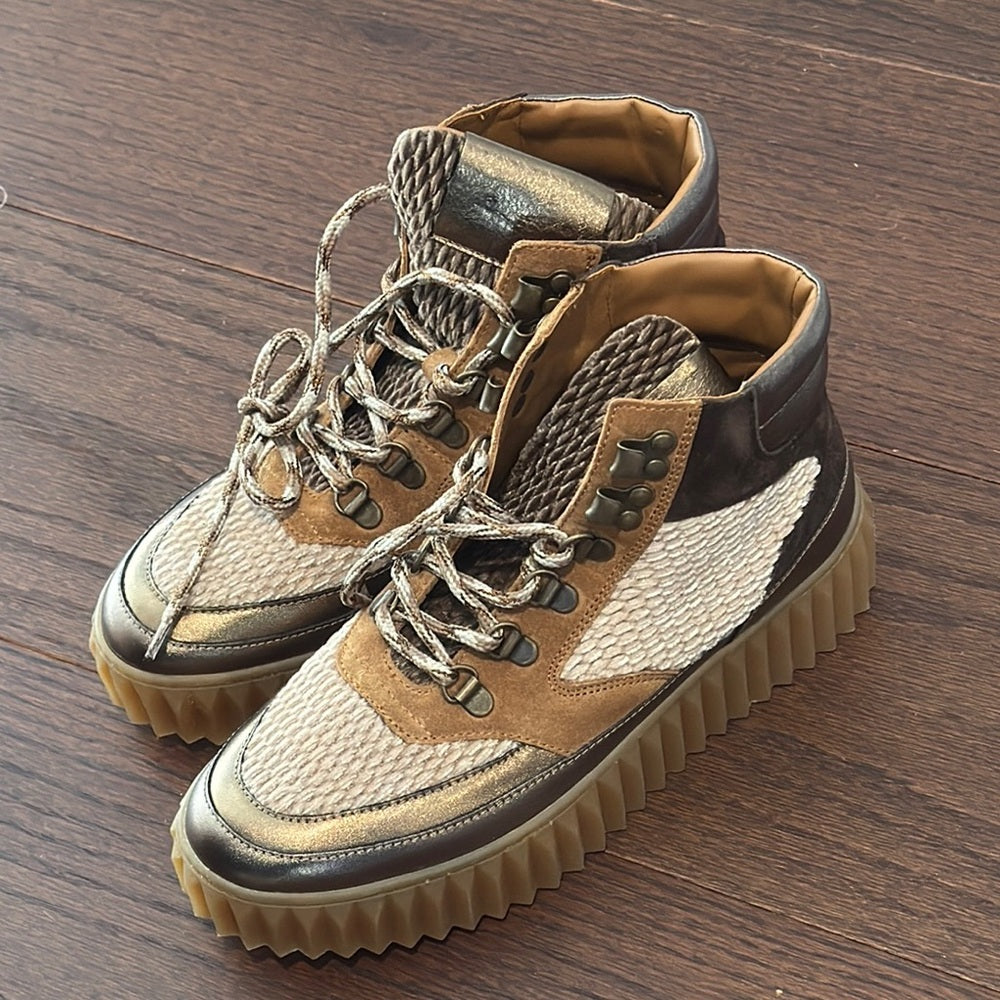 Voile Blanche Eva Hike High-Top Sneakers in Brown and Tan Size 37/7