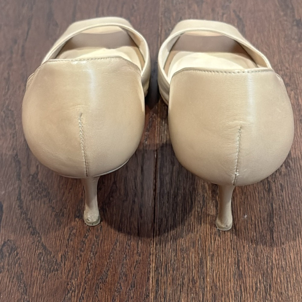 Jimmy Choo Tan Peep Toe Heels Size 39.5/9.5