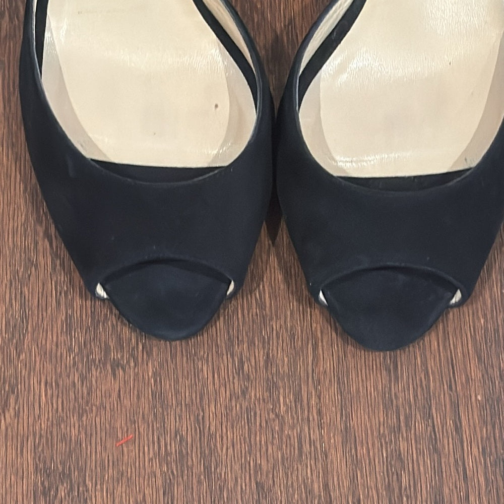 Jimmy Choo Black Suede Peep Toe D’Orsay Heels Size 39.5/9.5
