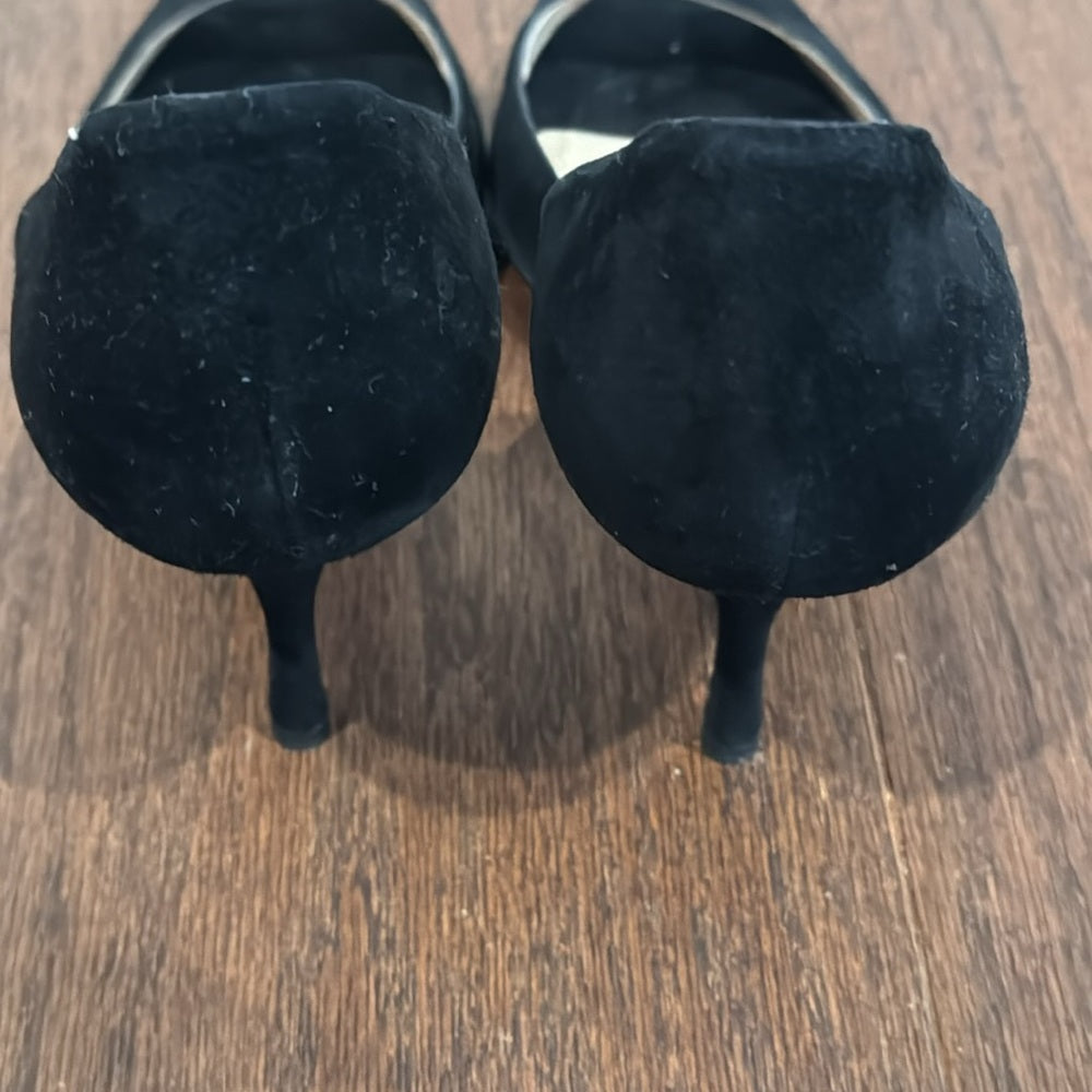 Jimmy Choo Black Suede Peep Toe D’Orsay Heels Size 39.5/9.5