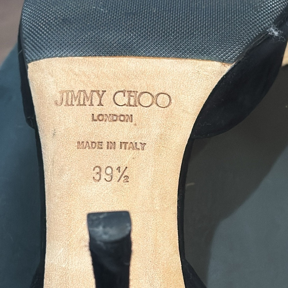 Jimmy Choo Black Suede Peep Toe D’Orsay Heels Size 39.5/9.5
