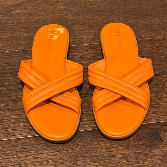 Hogan Women’s Orange Flat Sandals Size 8
