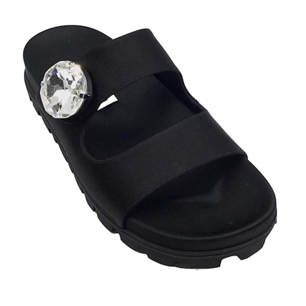 Miu Miu Women’s Black Sandals With Rhinestone Detailing Size 36.5