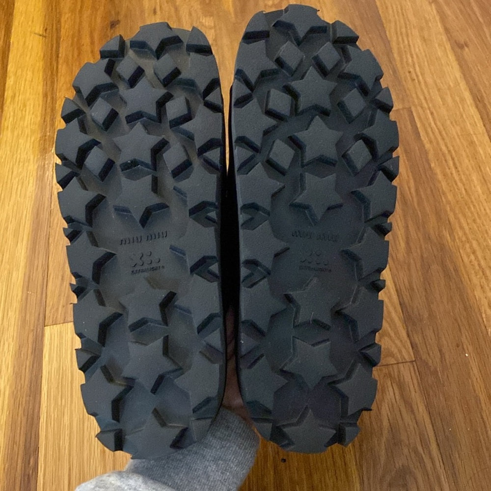 Miu Miu Women’s Black Sandals With Rhinestone Detailing Size 36.5