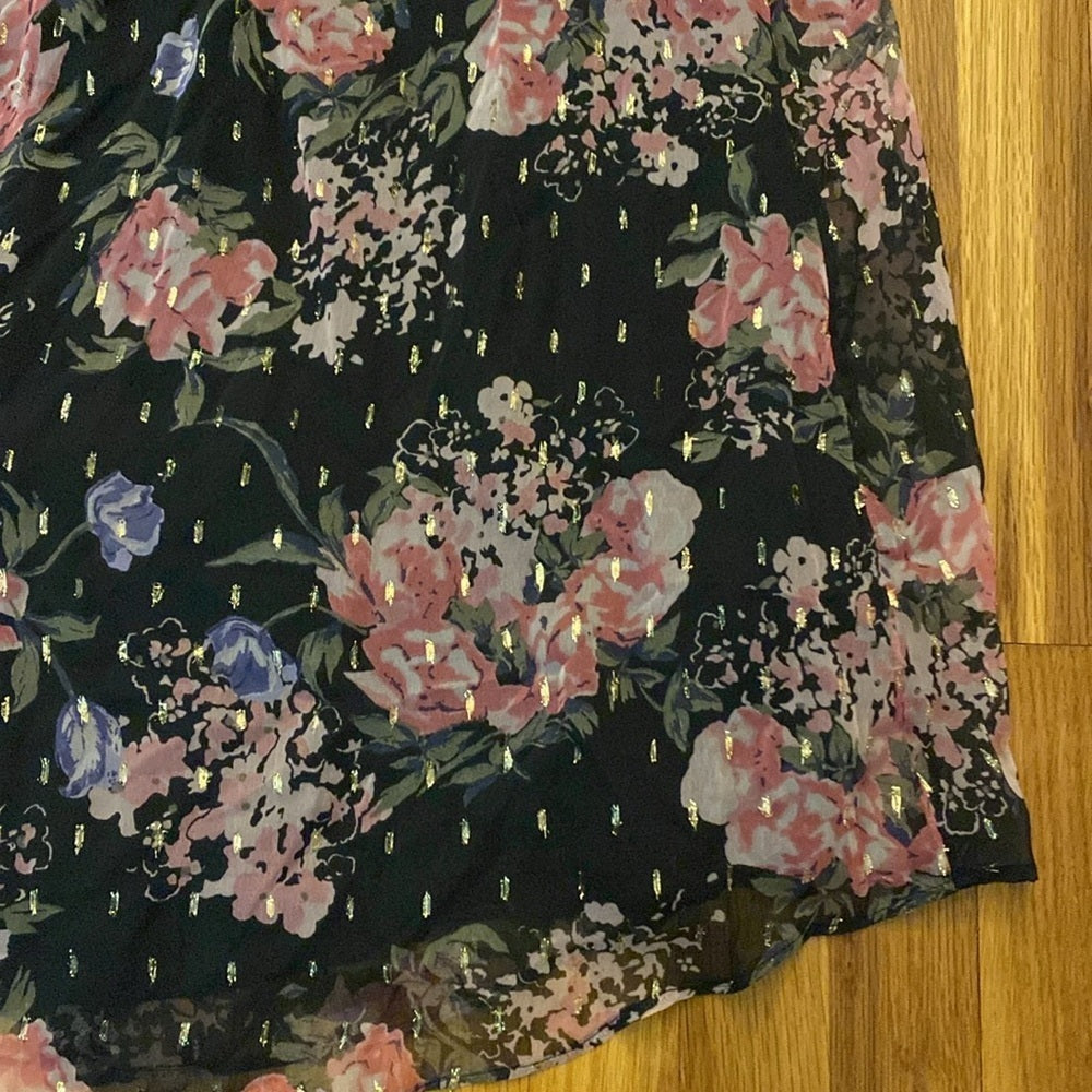 NWT Miss Selfridge Women’s Black and Pink Floral Printed Maxi Dress Size 10