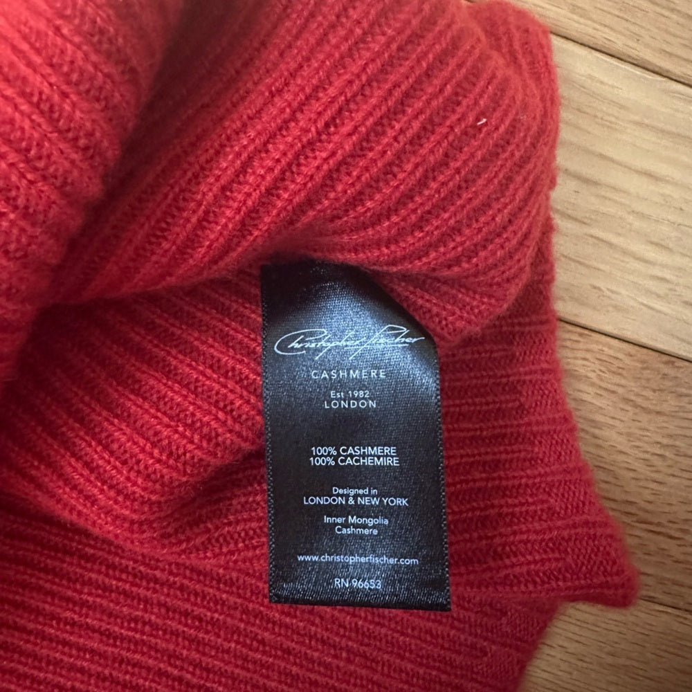 Christopher Fischer Red Long Sleeve Cashmere Sweater Size Medium