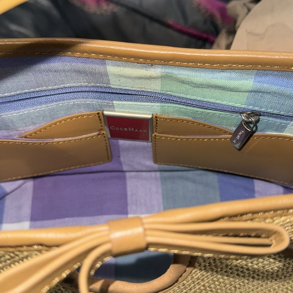 Cole Haan Tan Woven Shoulder Bag