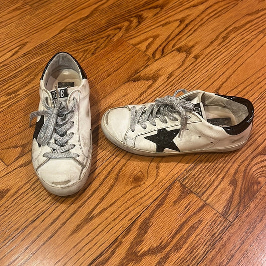 Golden Goose Woman’s White and Black Sneakers Size 35