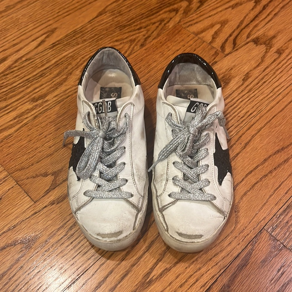 Golden Goose Woman’s White and Black Sneakers Size 35