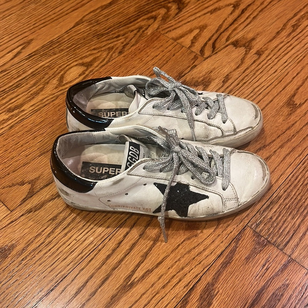 Golden Goose Woman’s White and Black Sneakers Size 35