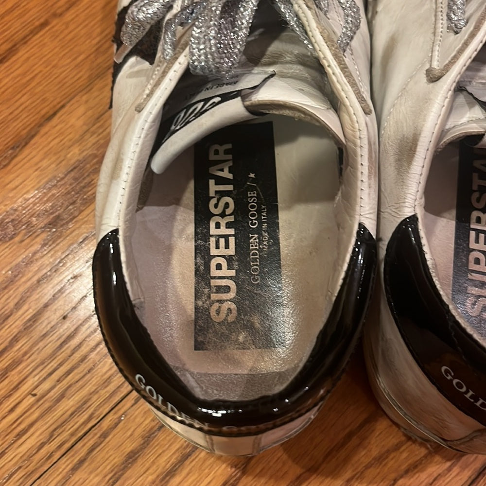 Golden Goose Woman’s White and Black Sneakers Size 35