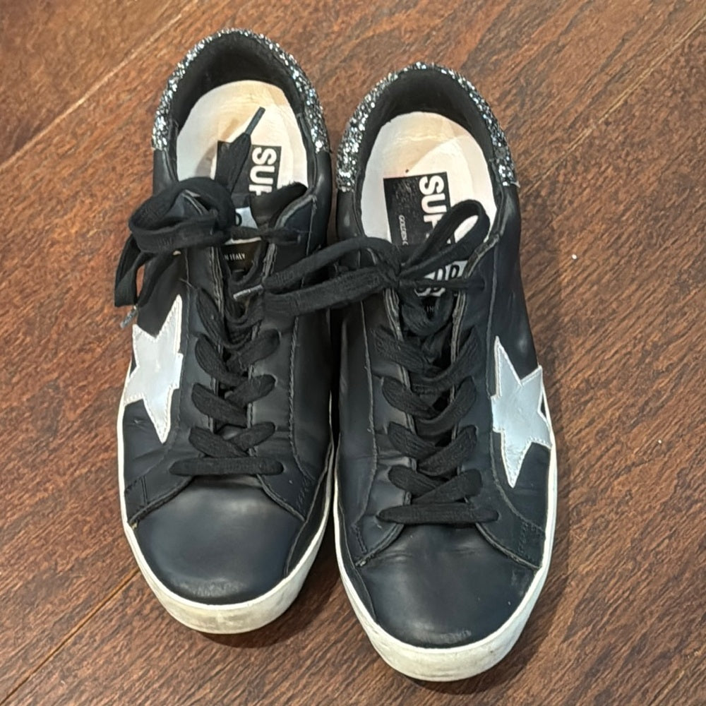Golden Goose Women’s Black Sneakers with Silver Star Size 37/7
